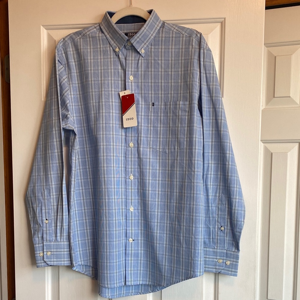 Izod Men's Blue Revival Checkered Shirt Size S NWT!